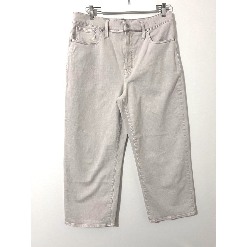Madewell Light Gray The Perfect Vintage Wide-Leg Crop Jean Size 31 - Picture 2 of 9